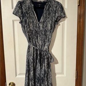 J.B.S. Navy and White Patterned Midi Dress
